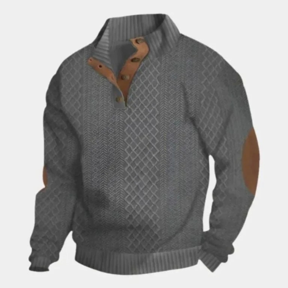 Cross And Crown NWT Gray Cable Knit Sweater with Brown Accents